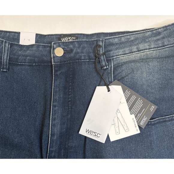 Wesc Unisex Jay Wide Leg Blue Jeans Vintage Mid Wash 5 Pocket Comfort W38 L32 - Picture 6 of 6